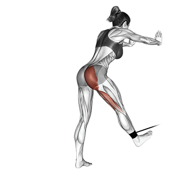band bent-over hip extension demonstration
