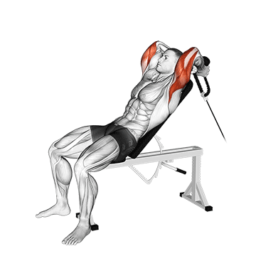 cable rope incline tricep extension demonstration