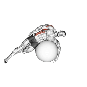 exercise ball lying side lat stretch demonstration