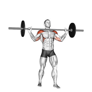 barbell standing wide military press demonstration