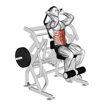 lever seated leg raise crunch demonstration