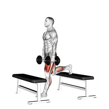 dumbbell step-up split squat demonstration
