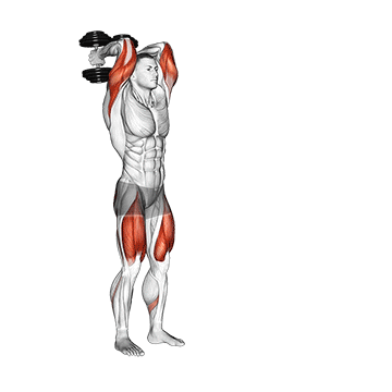 dumbbell forward lunge triceps extension demonstration
